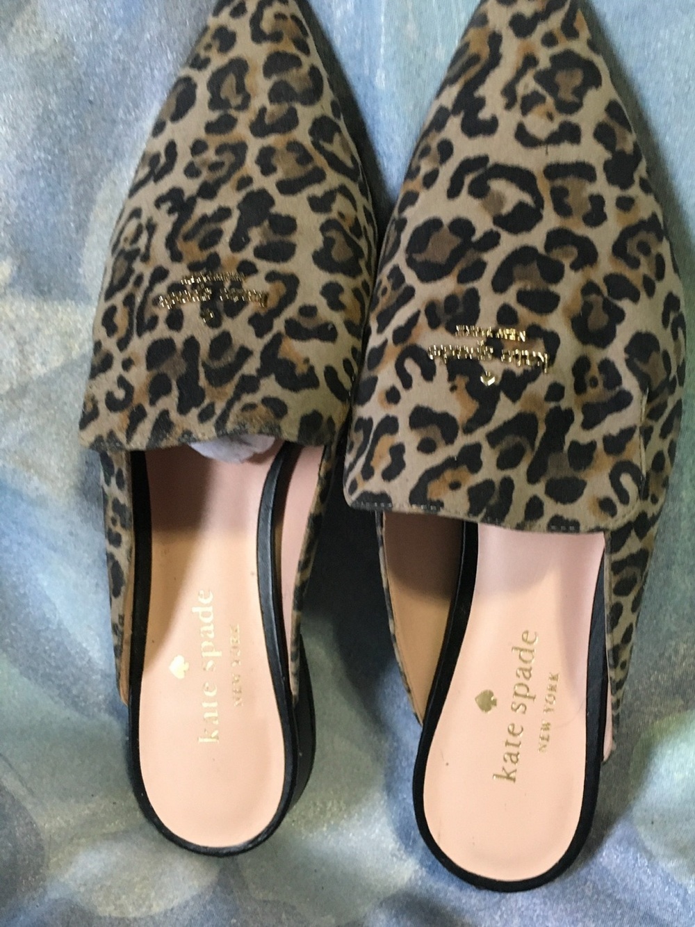 kate spade Leopard Print Pointed Toe Slip-On Mules - Brown/Black